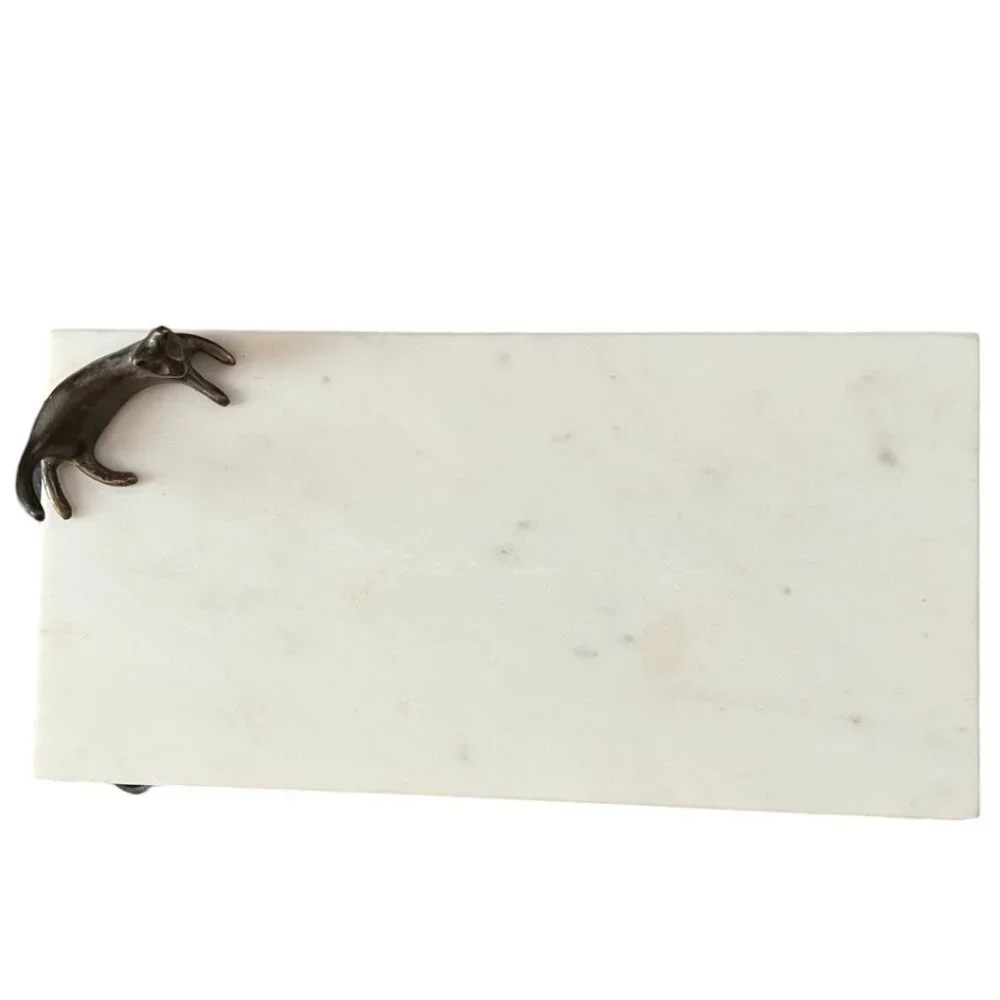 Vtg Michael Aram MARBLE Cat and Mouse Cheese Board w/ Bronze Accents Witty Piece - Picture 7 of 13